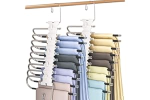 ZZQVIP Wieszaki na Spodnie Oszczędzające Miejsce 2 SZT. 9 w 1 Wieszak na Spodnie ze Stali Nierdzewnej Antypoślizgowy, Wielofunkcyjny Organizator Szafy na Spodnie, Szaliki, Krawaty, Ubrania, Czarny