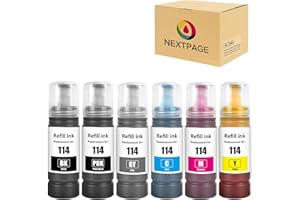 NEXTPAGE Lot de 6 cartouches d'encre 114 pour imprimante Epson 114 compatible avec imprimante Ecotank ET-8500 ET-8550 Noir photo noir cyan magenta jaune gris