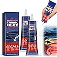 KASTWAVE Permanent Fabric Glue 50ml for Patch, Clear Clothing Glue Washable for All Fabrics, Cotton, Denim, Leather, Flannel (2PCS)