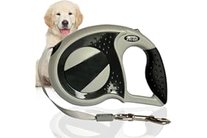 Wenbones Wysuwana smycz dla psa, 5 m Rozszerzana smycz dla psa, chowana smycz dla psa, 360° bez plątania, odpowiednia dla małych i średnich zwierząt domowych (szara)