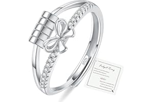 DOA 925 Sterling Silver Fidget Ring, Adjustable Thumb Anxiety Ring for Anxiety Women, Spinner Rings to Relieve Stress & Worry in Platinum, 18k Yellow Gold Vermeil & Rose Gold Plating