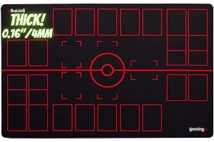 THE GAMING MAT COMPANY GMC Deluxe 2 Player Black & Red Gaming Mat Compatible for Pokemon Trading Card Game Stadium Board Playmat for Compatible Pokemon Trainers - Waterproof Card Gaming Mat