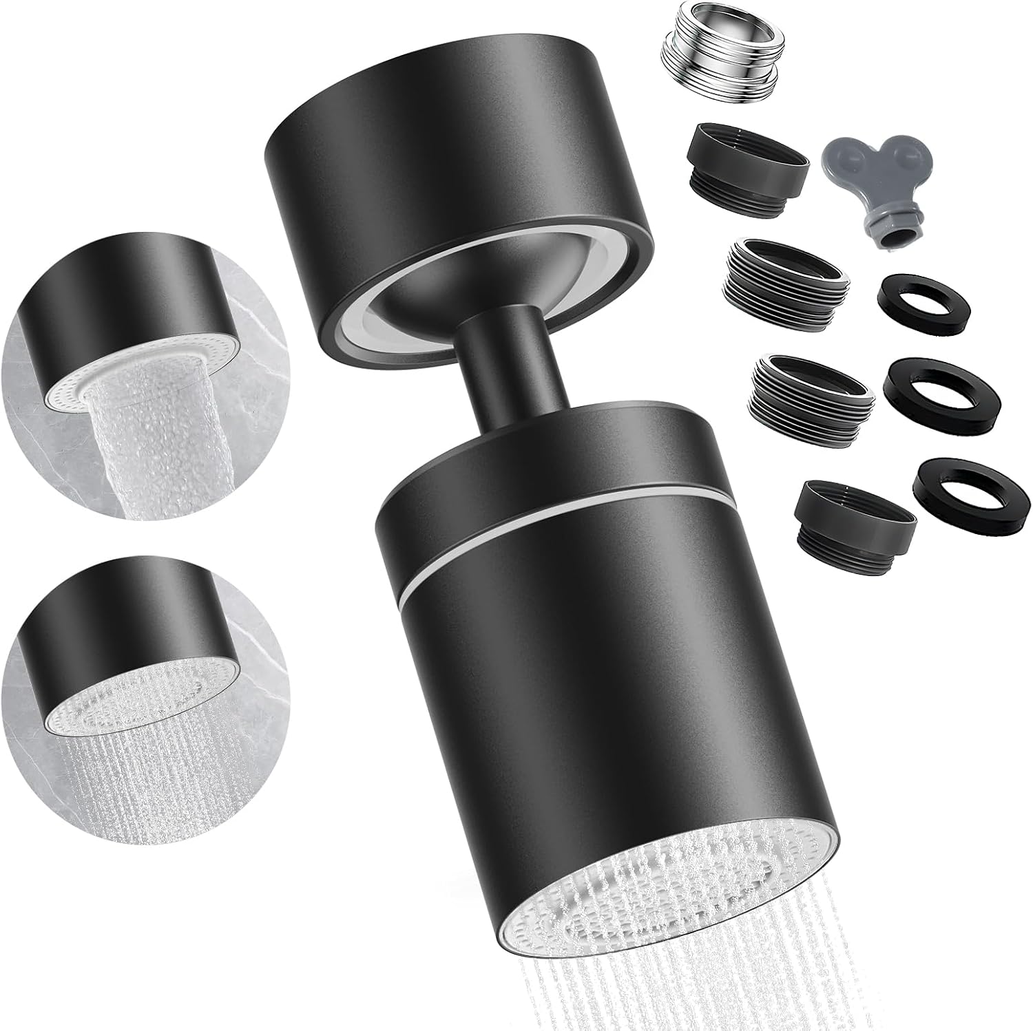 Aireador de Grifo de Cocina 360° Giratorio con Doble Función – Regulador de Flujo Universal con Prolongador para Cocina y Baño, Económico con 2 Tipos de Flujo y Filtración de 4 Etapas