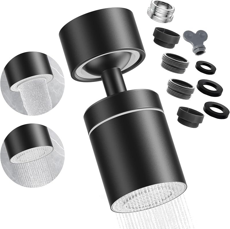 Aireador de Grifo de Cocina 360° Giratorio con Doble Función – Regulador de Flujo Universal con Prolongador para Cocina y Baño, Económico con 2 Tipos de Flujo y Filtración de 4 Etapas