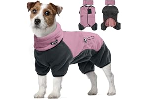 PUMYPOREITY Płaszcz polarowy dla psa, ciepłe płaszcze i kurtki dla psów, ciepłe swetry zimowe, termiczny płaszcz dla psa Jack Russell (różowy, M)