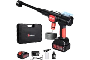 Andeman Akku-Hochdruckreiniger, 75 bar Mobiler Druckreiniger Mit 4000mAh Akku, 4-Gang-Modus & Bürstenlosem Motor - LCD Display, 6-in-1 Düse, Kabelloser Hochdruckreiniger für Auto/Terrasse/Garten