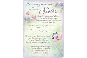 WIDDLE GIFTS Graveside Memorial Card Remembrance Verse Plastic Coated Grave Graveside Card - 120 x 165 mm - Wonderful Sister 0981