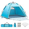 Cflity Pop Up Beach Tent, 1-3 Person Automatic Instant UV 50+ Extra Large Sun Shelter Tent, Lightweight Portable Outdoor Beach Tent with Double Door for Garden, Fishing, Picnic