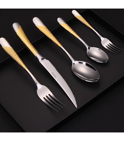 Ménagère 24 Pièces JAY – Couverts Inox Finition Titane, Service Complet