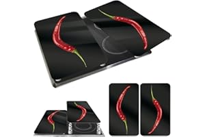 WENKO Placas protectoras para cocina Mod Pimiento picante, ajustable en altura para todo tipo de cocinas, tabla de cortar y protector contra salpicaduras, vidrio, 30 x 52 cm, juego de 2
