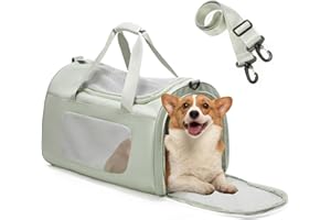 VENATIN Große Katzenboxe Flugzeugtauglich, Weichseitige Hundetransportbox mit Innenleine,Katzentransportbox für große Katzen und Welpen,Big 13 kg,Grün Large transporttasche (53×36×34CM)