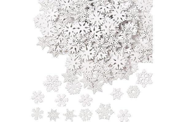 100 stycken juldekorationer snöflingor trä, spridda dekoration, bordsdekoration, hänge, små delar