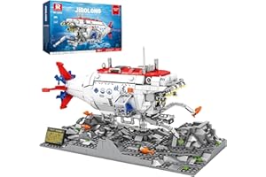Reobrix Kit de Construction de sous-Marin Jiaolong pour Adultes, Jouet de Bateau sous-Marin Militaire avec Éclairage 33042, Modèle de Bateau de Guerre Décoratif, Cadeau Jouet Armée pour 14+.