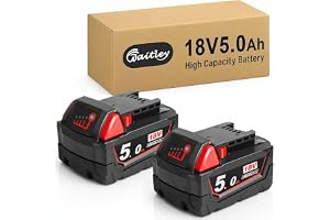 2X Waitley M18B5 batterier 18V 5,0Ah för Milwaukee 18V verktyg | Kompatibla med Milwaukee M18 18V-verktyg; 5,0Ah Li-ion-batterier med LED-indikator och integrerat skydd