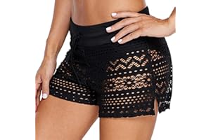 Risipu Damen Badeshorts Schnelltrocknende,Schwimmhose,Badeshorts für Damen mit hohlem Spitzendesign und weichem