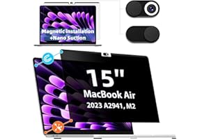 IPROKKO Protector de privacidad magnético para MacBook Air de 15 pulgadas 2023-M2 A2941, extraíble, antirreflejos, luz azul Mac portátil, pantalla de privacidad, filtro de privacidad, filtro de privacidad