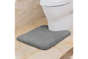 VANZAVANZU Tapis Contour WC Antidérapant Tapis de Toilette WC Épaissi Absorbant Tapis Salle de Bain Ultra Doux en Microfibre, Séchage Rapide, Lavable en Machine - 50 x 60cm (Gris Foncé)