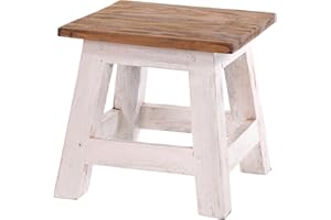 DESIGN DELIGHTS Sgabello Palo, stile rustico e vintage, 27,5 x 26 x 26 cm, legno di mogano riciclato
