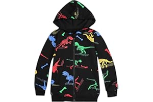 MIXIDON Sudadera con Capucha para Niños de Dinosaurio con Cremallera y Bolsillo, Chaqueta de Chándal en Algodón, Pullover Hoodie for Boys