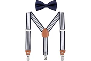 WELROG Bretelles pour Enfants Nœud papillon Ensembles - Bretelles ajustables en Y avec Variété Couleurs