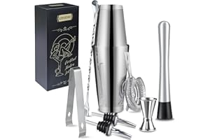 LEEGOHI Boston Kit Cocktail,8 Pezzi Kit Barista in 304 Acciaio Inox Kit Professionale Cocktail Shaker Set con 700/600ML Shaker, per la Casa, Bar, Festa, Usato per fare il gin, Campari's aperitivo