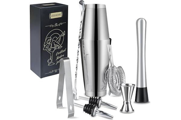 700/600ml Shaker Cocktail Professionnel Set, 8 Pièces Cocktail Bartender Kit, Set à Cocktail en Acier Inoxydable, Outil De Barman pour Bar et Maison Ensemble de Fabrication de Cocktails Cadeau