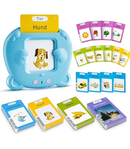 RosyFate Sprechende Lernkarten Für Kinder 2-6 Jahre – 224 Wörter Deutsch/Englisch, USB-aufladbar, Katzenform
