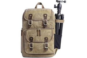 YuanWen DSLR Camera Canvas Backpack Large Capacity Front Open Waterproof Anti-shock SLR/DSLR Camera Rucksack Camera Travel Bag Professional Camera Bag