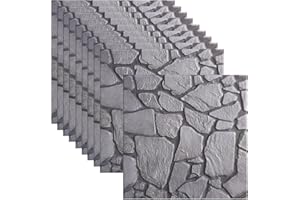 DENTEDELEAO 10 Pezzi Adesivi Murali 3D Pannelli Finta Pietra per Esterni 30x30cm Rivestimento Pietra per Muro Esterno Pannelli Decorativi per Pareti Finti Mattoni per Parete (Grigio 518-10 pezzi)