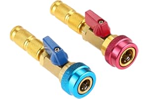 Aupoko R134A R12 Valve Core Quick Remover Installer Kit, Adjustable High Pressure (Red) and Low Pressure (Blue) Valve Core Removing and Recharging Tool for Air Conditioner, Pack of 2