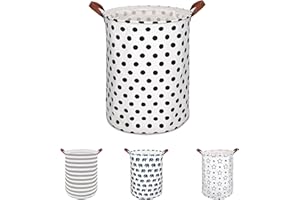 Enloffi Cesta Ropa Sucia 65L Grande Cesto de la Ropa Sucia Portátil Cestos para la Colada con Asas Impermeable Cestas de Lavandería para Ropa Cesta de Almacenamiento para Dormitorio, Punto Negro