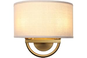 JIMUBEAM Industrial 2-Lights Wall Light Lamps with Linen Fabric Shade, Double Wall Sconce Fixtures Decor for Hallway Bedroom Living Room Bathroom Stairway