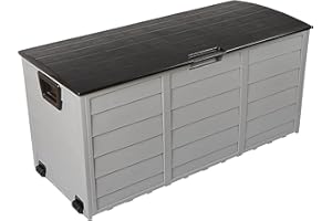 1 Click Buy Outdoor Garden Plastic Storage Utility Chest Cushion Shed Box - Ideal for Outdoor Cushions, Parcels Tools Toys Shed Overflow (290L, Black)