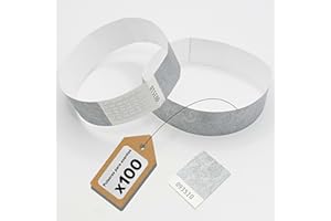 Europaband Lote de 100 pulseras tyvek para identificación en eventos y fiestas – resistentes a las roturas e impermeables (plateado)