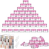 Flintronic Contenitori da Viaggio, 64 Pezzi 5ml , Vasetti Plastica , Trasparente, con Tappo per Cosmetici/Crema/Perline