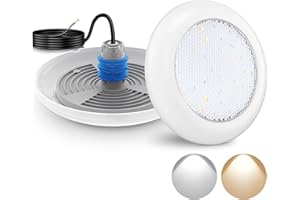 LyLmLe Proiettore LED Piscina con Filettatura 1" 1/2, 18W Lampade Piscina Bianco Selezionabile 3000K & 6000K, Ø 242mm, 12V AC IP68 Impermeabile Subacquee Luci per Piscinas Cemento