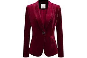 Allegra K Blazer en Velours Femme à Col Châle avec 1 Bouton Déguisement Blazer d'affaires Décontracté Veste Automne de Noël pour Femme