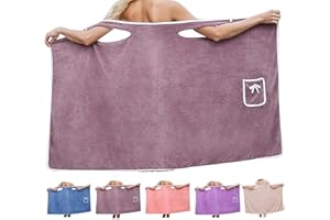 moytarcp Plus Size Women's Wearable Shower Skirt - Water Absorption Quick Drying Towel Wrap for Women, Adjustable Soft Bath Wrap Dress (Purple B)