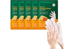LUTHASOLIC 5 Pièces Masque Pour Mains, Masque Exfoliant Au Miel Masque Exfoliant Pour Les Mains Pour Hydrater Les Mains Gants Nourrissants Pour La Peau Sèche Et Craquelée, Soin Des Mains Hydratant En Profondeur