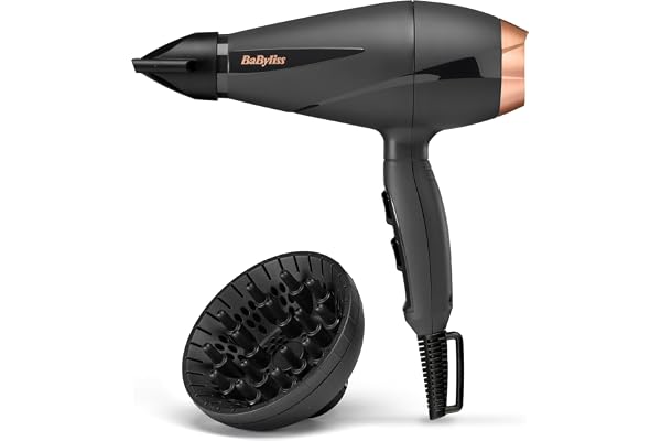 BaByliss Sèche-cheveux Smooth Pro - Sèche-cheveux puissant de 2100W, Fabriqué en Italie, Technologie ionique anti-frisottis, 3 réglages de température et 2 réglages de vitesse, Noir, 6709DE