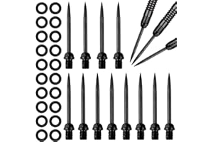 JOCAHULFX 12 STK Steeldart Spitzen, Dartspitzen Steel Stahlspitzen mit Gewinde, Metallspitze Steel Dartpfeile Spitzen, Steeldarts Spitzen, Steeldartspitzen für Dartpfeile Umrüsten Softdart, mit 20 Gummiringe