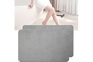 DAI LUFEI Tapis de Bain en Pierre–Ensemble de 2 pièces Tapis de Douche Super Naturelle Absorbant en Terre de Diatomées, Tapis de Baignoire Antidérapant à Séchage Rapide (Gris Clair*2)