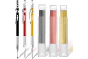 Enhon Mechanische Zimmermannsbleistifte mit 36 2mm Minen Verbesserte Zimmermannsbleistifte mit Verlängerter Nadelspitze Eingebautem Spitzer Tieflochmarker für Holzbearbeitung Konstruktion Architektur