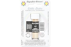 SUGARFLAIR COLOURS Sugarflair Gold Cream Edible Lustre Glitter, Add a Lustrous Shine to Cakes or Decorations. Brush On or Add Rejuvenator to Create Eye-Catching Edible Paint - 2g