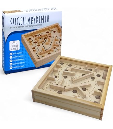 Warmhm 4pièces Jeu Éducatif Bois Labyrinthe à Billes Équilibre Découvrez Le Jouet Garçon Fille Pour Développement Moteur Et Concentration