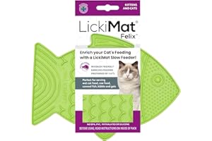 LICKIMAT Felix - Tapete para lamer Gatos en Forma de pez, Reductor de ansiedad por aburrimiento Alimentos, golosinas, Yogur o Mantequilla de maní. Alternativa Divertida a un Cuenco o