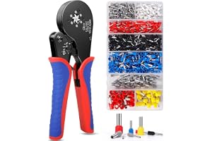 DEPAR Hexagonal Crimptång set, 8 typer 0,08–16 mm² kabeländsats med 1 200 kontakter, självjusterande presstång sexkantig, presstång