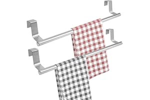 GZkushi 2 unidades de armario de cocina, toallero de cocina sin taladrar, para colgar en cajón y puerta de armario (36 x 7 cm, plata)