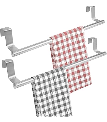Porte-Torchon De Cuisine Sans Percage - Lot De 2 - Acier Inox Noir - Accroche Porte