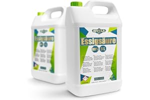 ZIVELA 10L Essigsäure 80% Premium Qualität | 2x5L Essigessenz 80 prozent Lebensmittelqualität 10 kg | Hochreiner Essig für Vielseitige Anwendungen | Perfekt für Hausgebrauch Industrie Gartenbau Reinigung